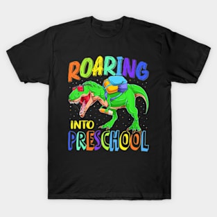 Roaring Into Preschool Dinosaur T Rex Back To School Boys T-Shirt